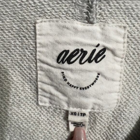 Aerie Sweatshirt XS Crewneck Cotton French Terry Lounge Gray Relaxed Cozy - Picture 7 of 8
